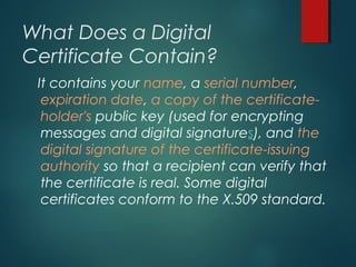Presentation on digital signatures & digital certificates | PPT