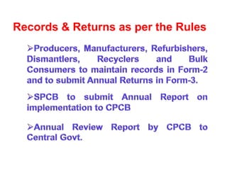 Records & Returns as per the Rules
 