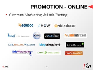PROMOTION - ONLINE Content Marketing & Link Baiting  06.  IMC 