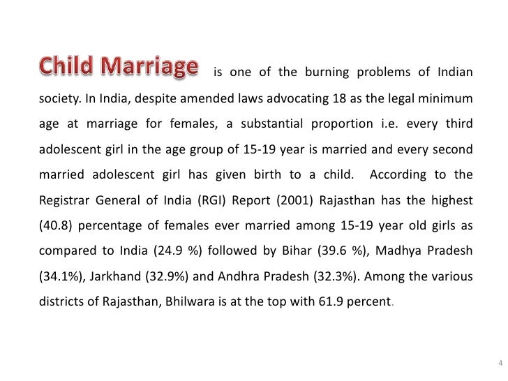 Essay on early child marriage