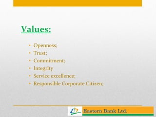 Values: Openness; Trust; Commitment; Integrity Service excellence; Responsible Corporate Citizen; 