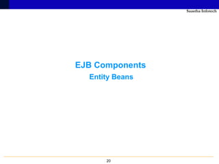 Saastha Infotech




EJB Components
  Entity Beans




      20
 