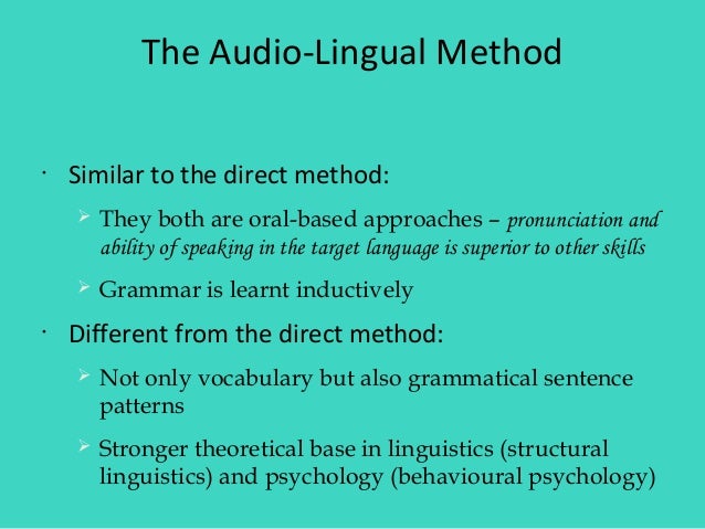 audio lingual method vs direct method Free essay: by abdul bari communicative language teaching and audio-lingual method: definition communicative language teaching (clt) is an approach to the. audio lingual method vs direct method Free essay: by abdul bari communicative language teaching and audio-lingual method: definition communicative language teaching (clt) is an approach to the.
