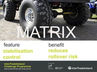 MATRIX
feature         benefit
stabilisation   reduces
control         rollover risk
 