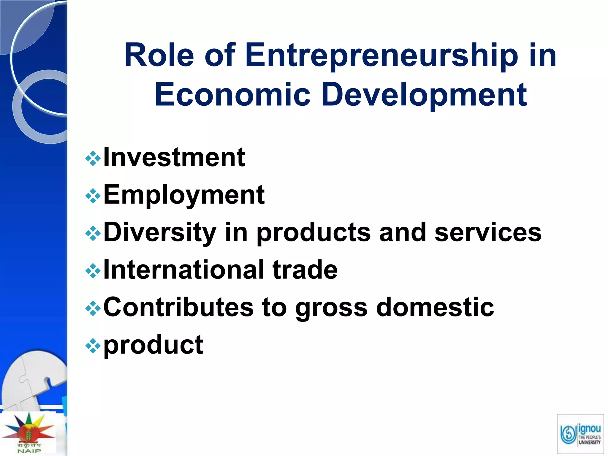 Role In Economic Development Presentation on entrepreneurship development | PPTX