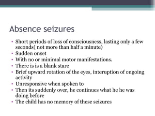 Presentation on epilepsy-1.ppt symptoms and classification | PPT
