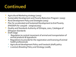 Dairy Policy inventory – Ethiopia