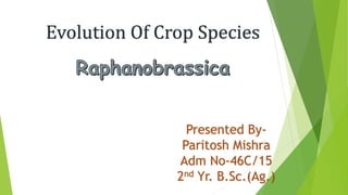 Evolution Of Crop Species
Presented By-
Paritosh Mishra
Adm No-46C/15
2nd Yr. B.Sc.(Ag.)
 