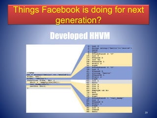 Things Facebook is doing for next
generation?
Developed HHVM
29
 