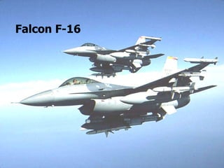 F-16 ( Falcon ) Features Powerful and fuel-efficient engine Capable of delivering nuclear warhead Equipped with air-to-surface anti-tank, anti-radar  and anti-radiation missiles  Adorned with modular mission computer, a heads-up-display Uses GPS for navigation   Technical Specifications Indian Fighter Planes Falcon F-16 Length 15m Wing span  10m Height  5m Max Speed  Mach 2+ 