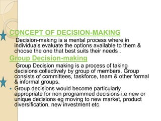 Presentation on  forms of  group decision making  in organizations by prof.manisha Slide 2