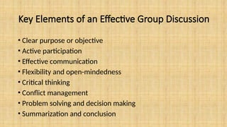 Presentation on Group Discussion, definition, importance, types | PPTX
