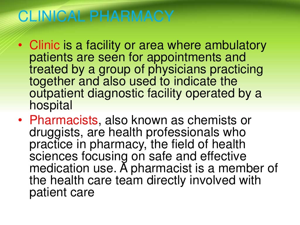 General Discussion on Clinical Pharmacy