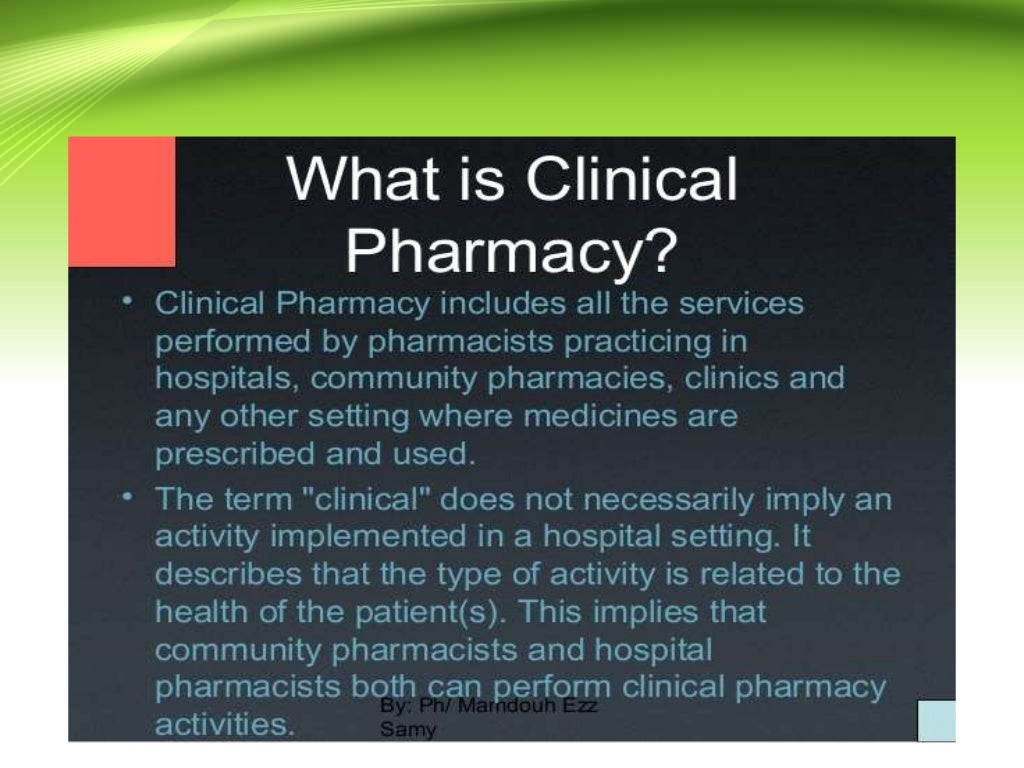 General Discussion on Clinical Pharmacy