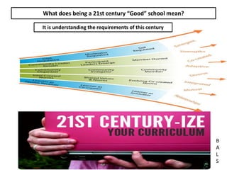 What does being a 21st century “Good” school mean?
It is understanding the requirements of this century
B
A
L
S
 