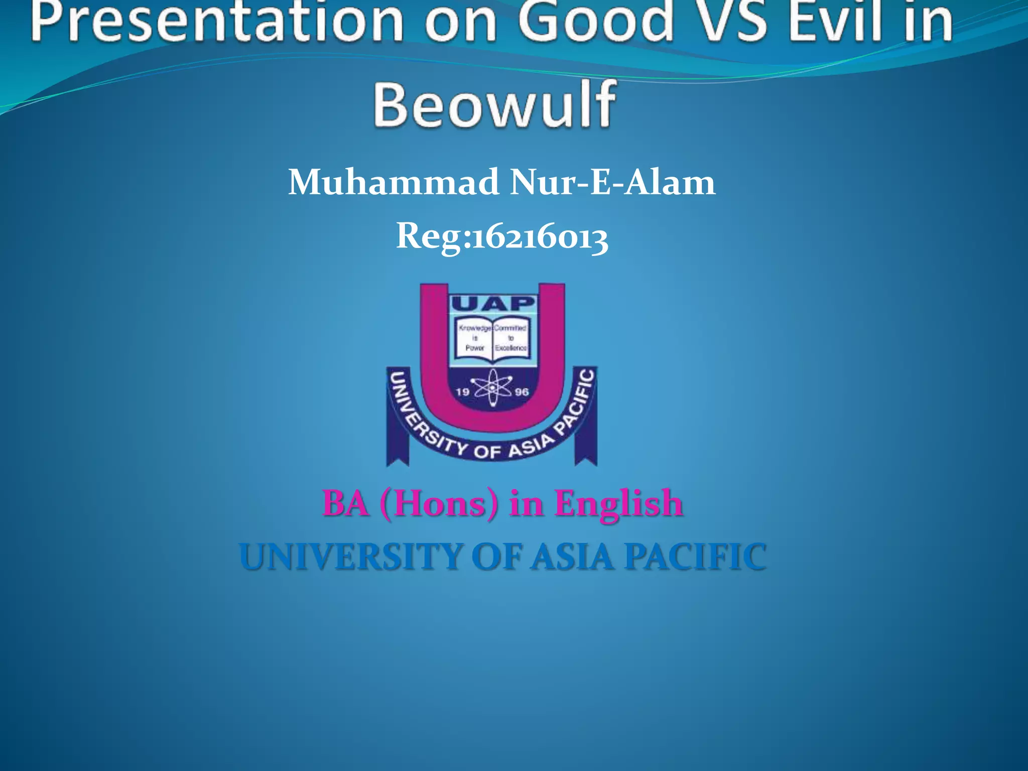 Muhammad Nur-E-Alam
Reg:16216013
BA (Hons) in English
UNIVERSITY OF ASIA PACIFIC