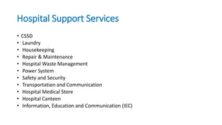 Support Services In Hospital Operational Management in Health Administration | PPTX