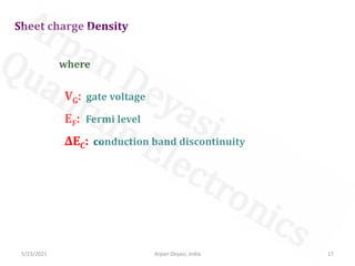 Sheet charge Density
where
VG: gate voltage
EF: Fermi level
ΔEC: conduction band discontinuity
5/23/2021 17
Arpan Deyasi, India
 