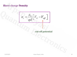 Sheet charge Density
b
s G off
n V V
qd

 
= −
 
cut-off potential
5/23/2021 19
Arpan Deyasi, India
 