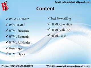 Presentation on HTML By Batra Computer Centre | PPT