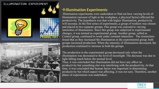 TREY
research
Illumination Experiments
Illumination experiments were undertaken to find out how varying levels of
illumin...