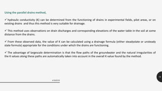 Presentation on hydraulic conductivity and drainable porosity | PPTX
