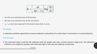 Presentation on hydraulic conductivity and drainable porosity | PPTX