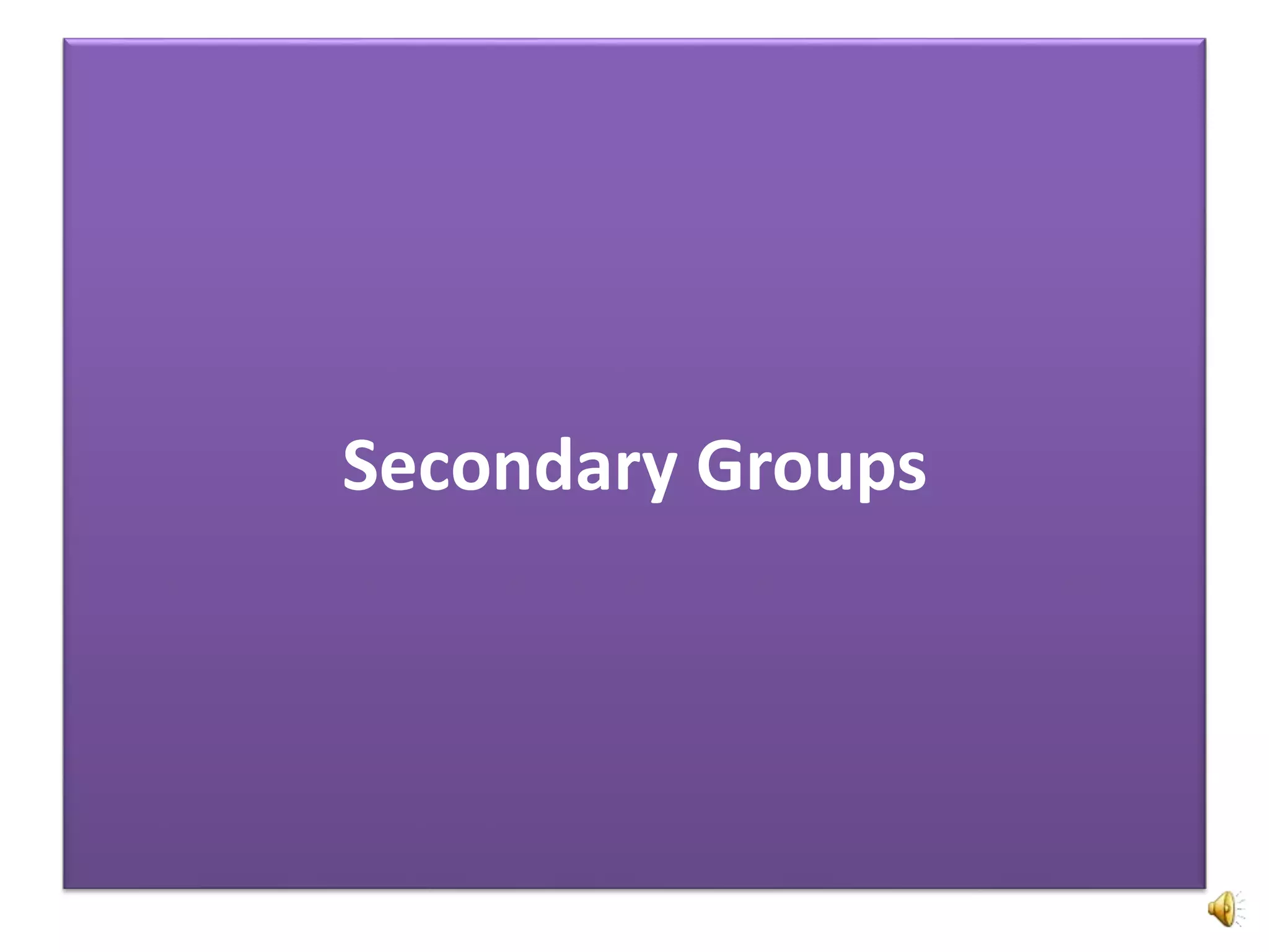 Secondary Groups