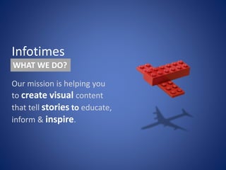 Our mission is helping you
to create visual content
that tell stories to educate,
inform & inspire.
Infotimes
WHAT WE DO?
 