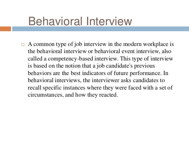 behavioural based interviewing