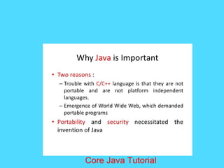 Core Java Tutorial
 