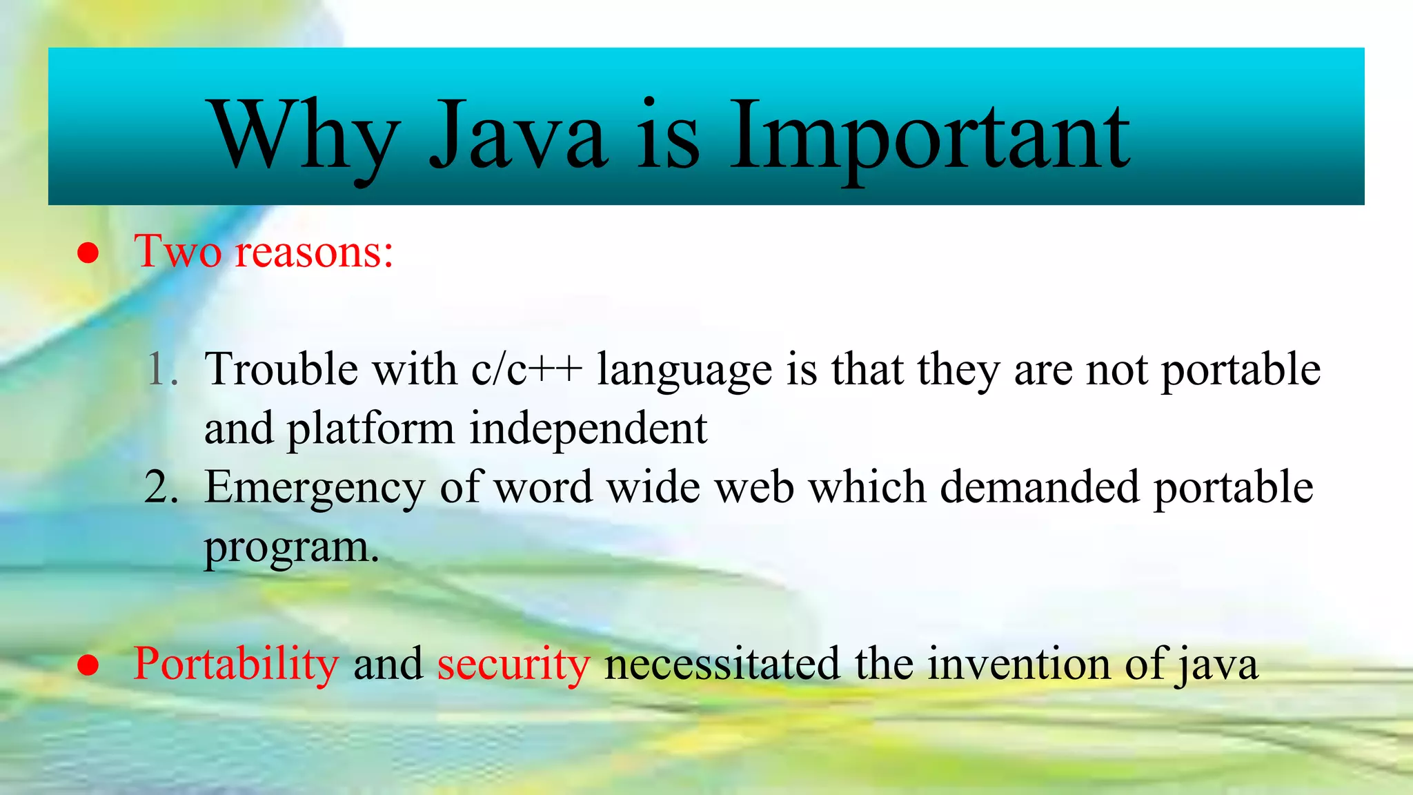 Presentation on java (8) | PPTX | Programming Languages | Computing