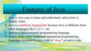 Presentation on java (8) | PPTX | Programming Languages | Computing
