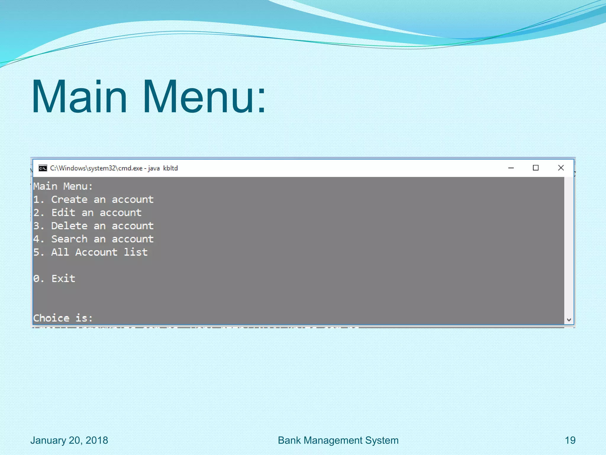 Presentation on java project (bank management system) | PPTX