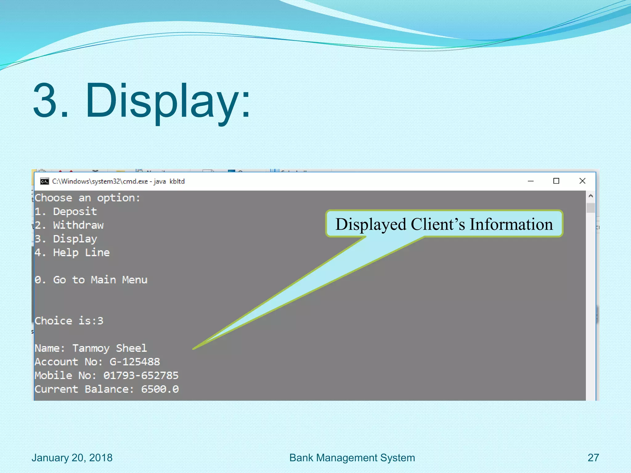 Presentation on java project (bank management system) | PPTX