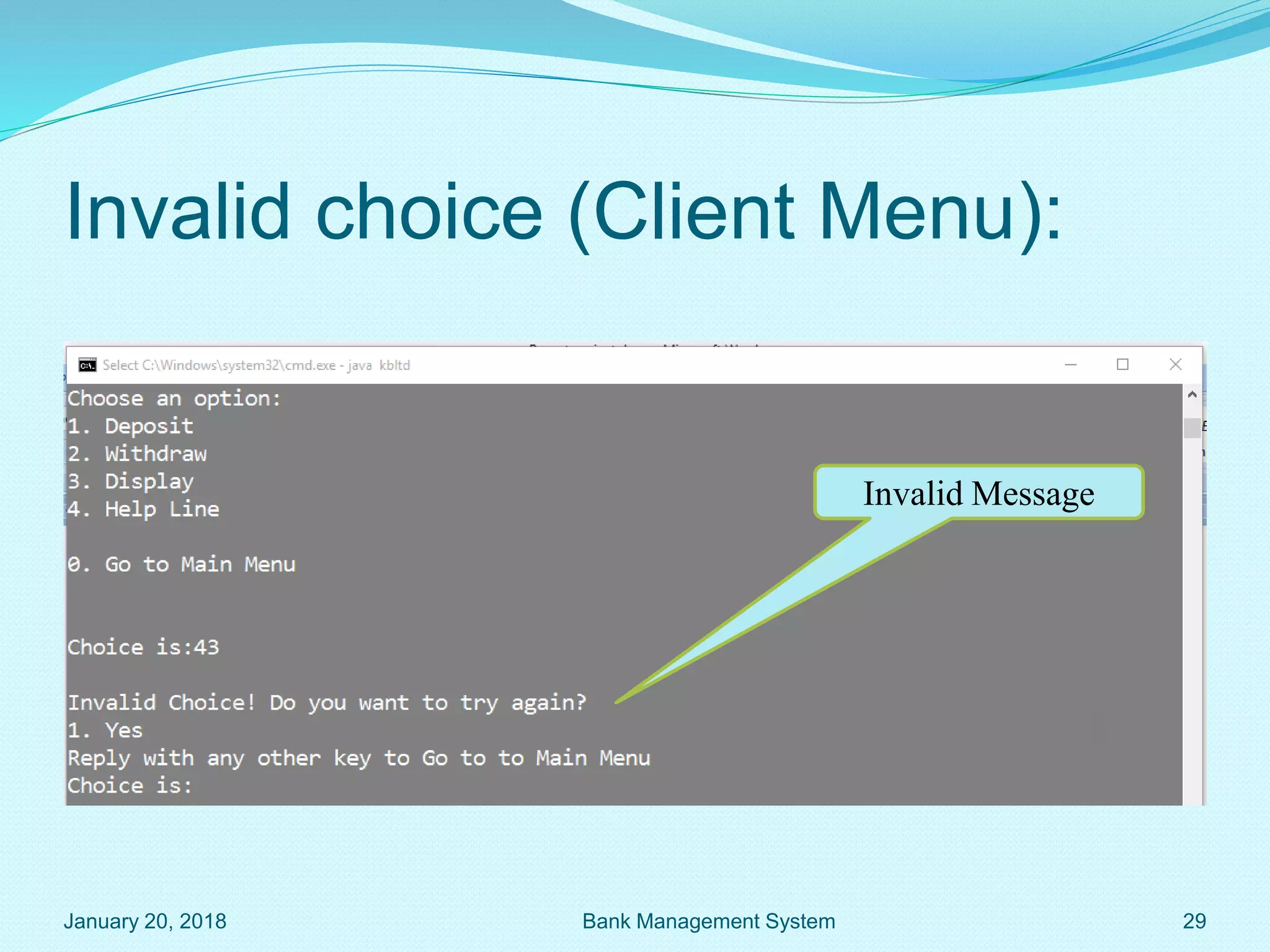 Presentation on java project (bank management system) | PPTX