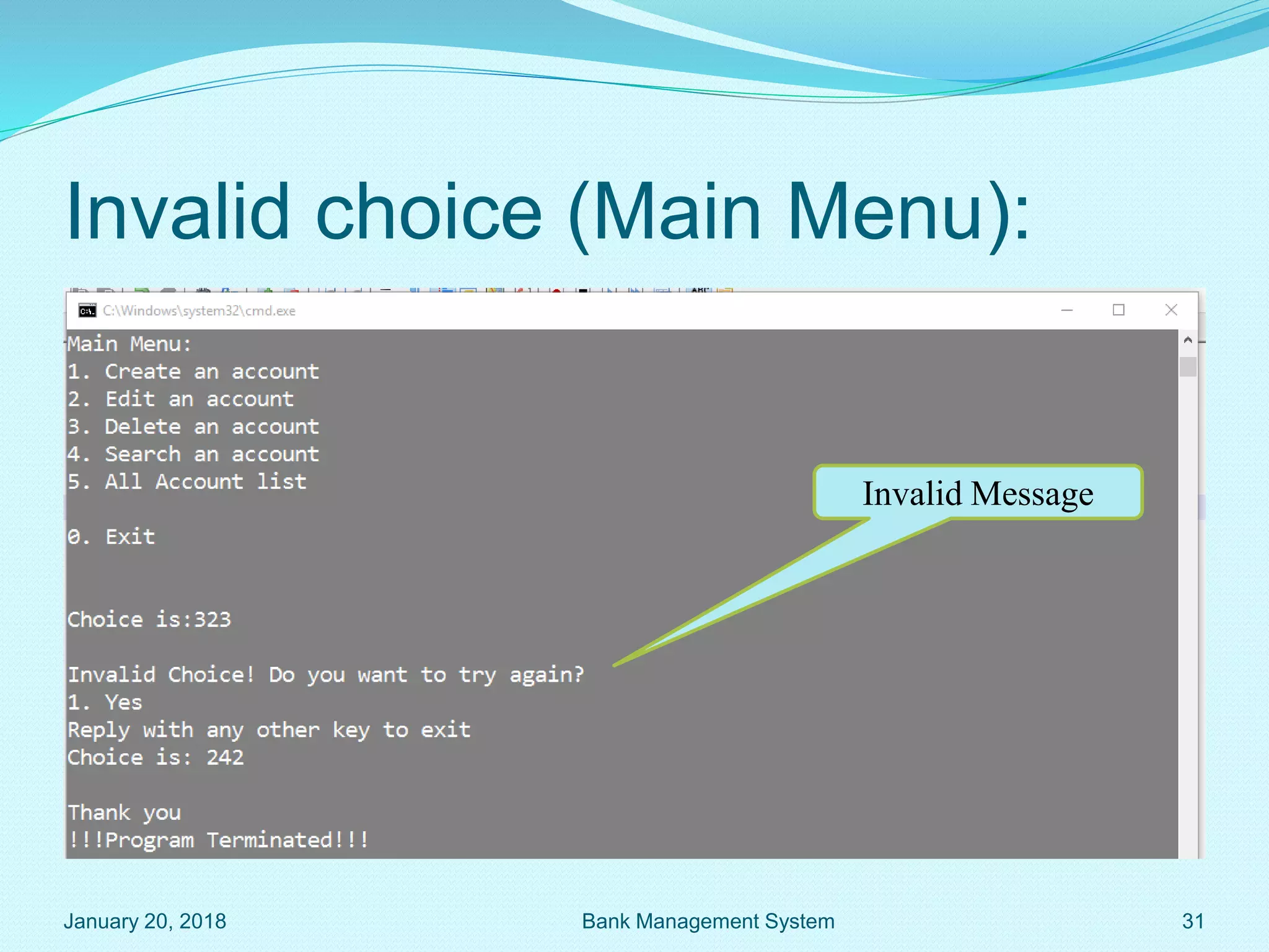 Presentation on java project (bank management system) | PPTX