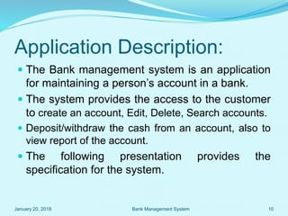 Presentation on java project (bank management system) | PPTX