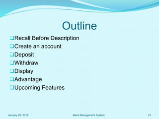 Presentation on java project (bank management system) | PPTX
