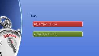 Thus,
D(i) > 0 for 1 ≤ i ≤ n
p1 ≤ p2 ≤ p3 ≤ … ≤ pn