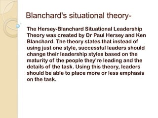 HARSEY & BLANCHARD’S SITUATIONAL THEORY