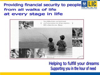 Providing financial security to people Helping to fulfill your dreams from all walks of life at every stage in life Supporting you in the hour of need 