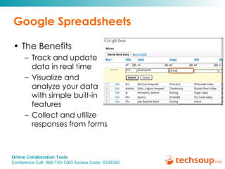 Google Spreadsheets The Benefits Track and update data in real time  Visualize and analyze your data with simple built-in features Collect and utilize responses from forms 