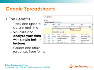 Google Spreadsheets The Benefits Track and update data in real time  Visualize and analyze your data with simple built-in features Collect and utilize responses from forms 