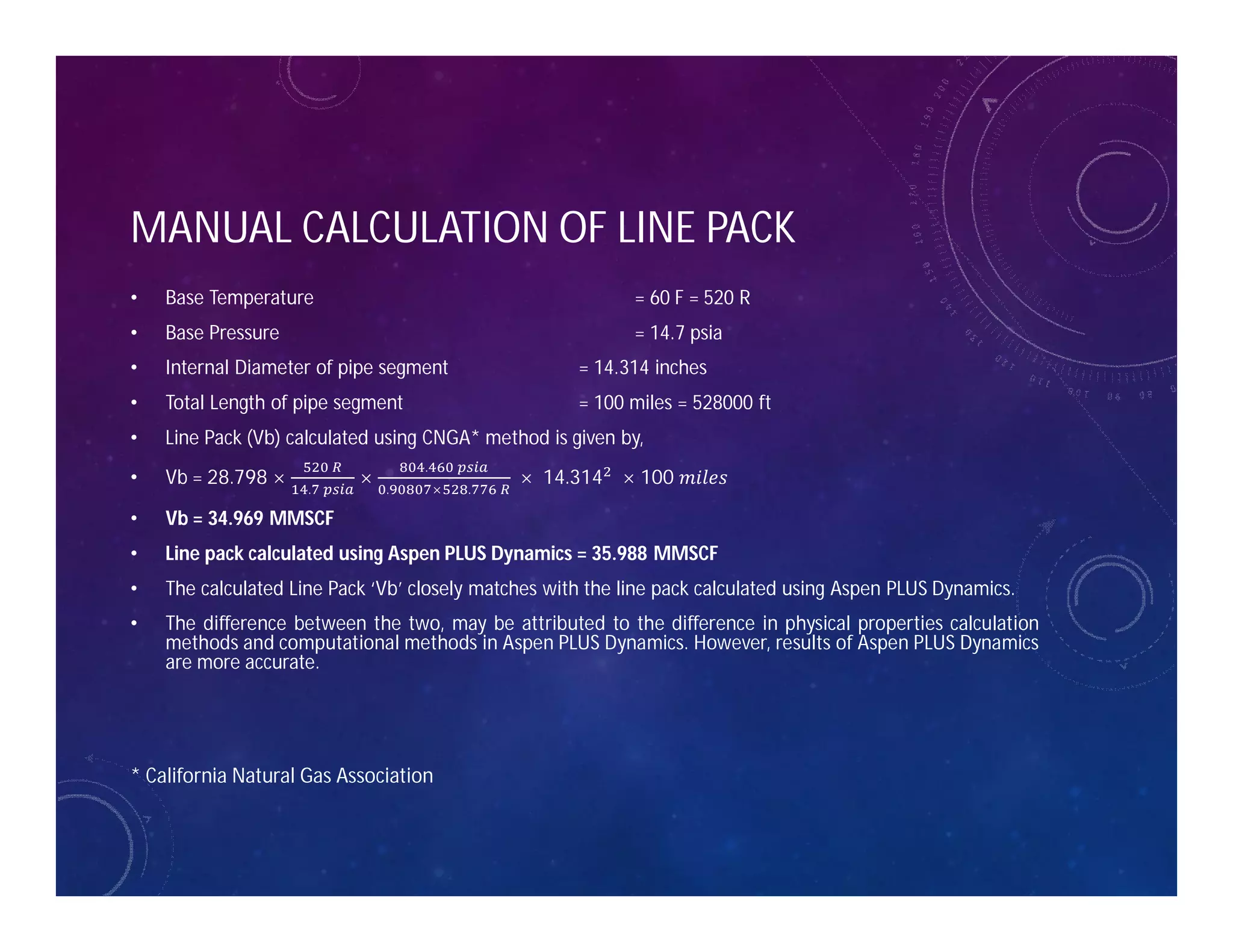 Presentation on Calculation of Line Pack of Natural Gas Pipe using ...