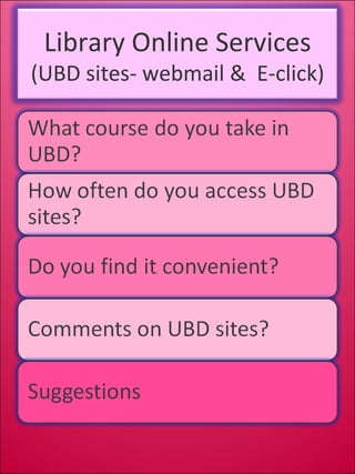 Library Online Services (UBD sites- webmail &  E-click) 