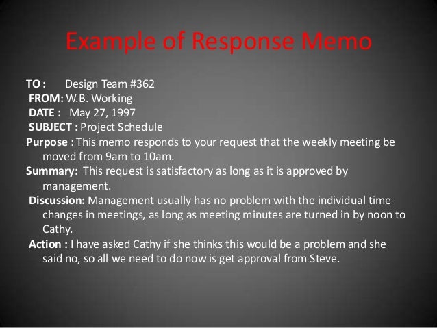 Response memo definition