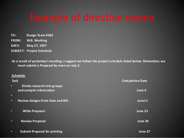 sample of directive memo