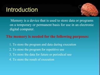 Presentation on memory | PPT | Data Storage and Warehousing | Computing