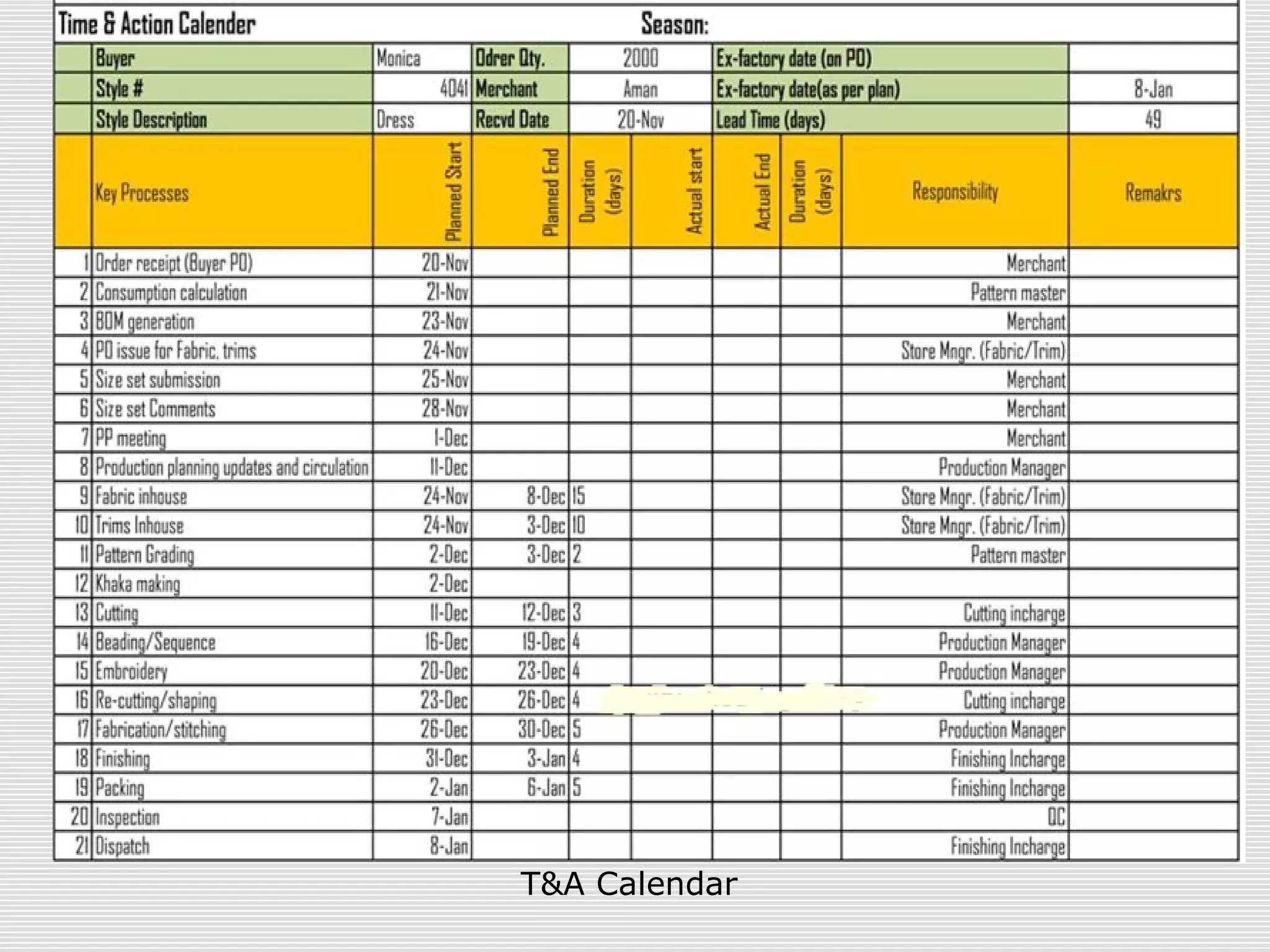 T&A Calendar
 
